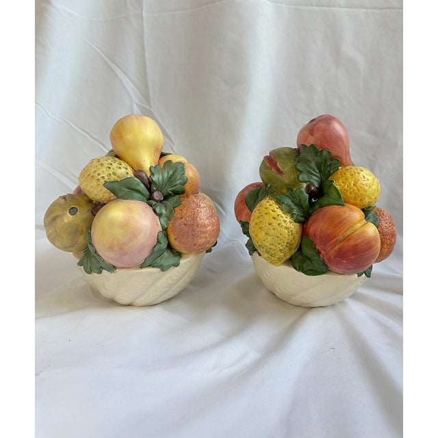 Mediterranean Mid-20th Century Italian Trompe L’Oeil Fruit Topiary's - A Pair For Sale - Image 3 of 4