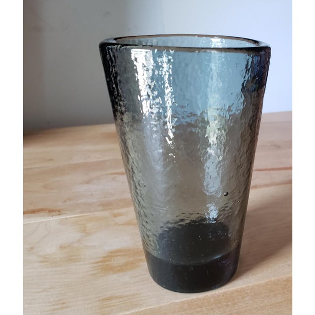 Vintage Cobalt Green Recycled Glass Tumbler – 1990s Handmade Art Glass | Coastal Barware For Sale In Los Angeles - Image 6 of 6
