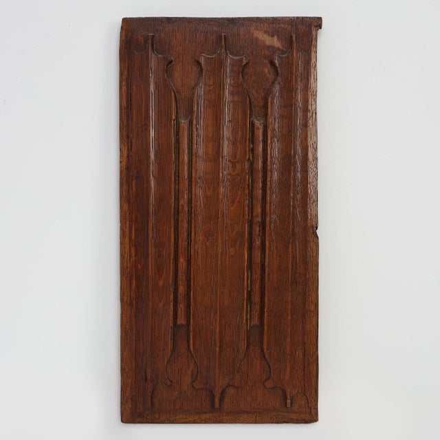Antique Gothic Linenfold Panel in Carved Oak, 1500s For Sale - Image 11 of 11