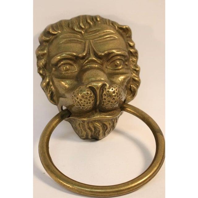Vintage Door Knocker Lion Head in Brass, 1950s For Sale - Image 4 of 18