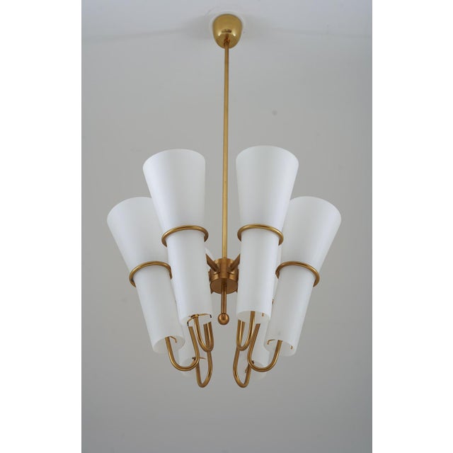 Pendant Light in Brass and Opaline Glass by Hans-Agne Jakobsson, 1950s For Sale - Image 6 of 15