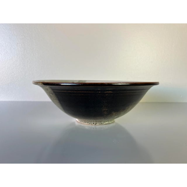 Vintage Hand Painted Abstract Design Pottery Bowl For Sale - Image 4 of 12