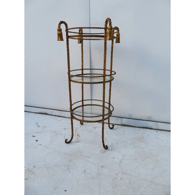 Hollywood Regency Gold Tassel Three Tier Stand For Sale - Image 4 of 4