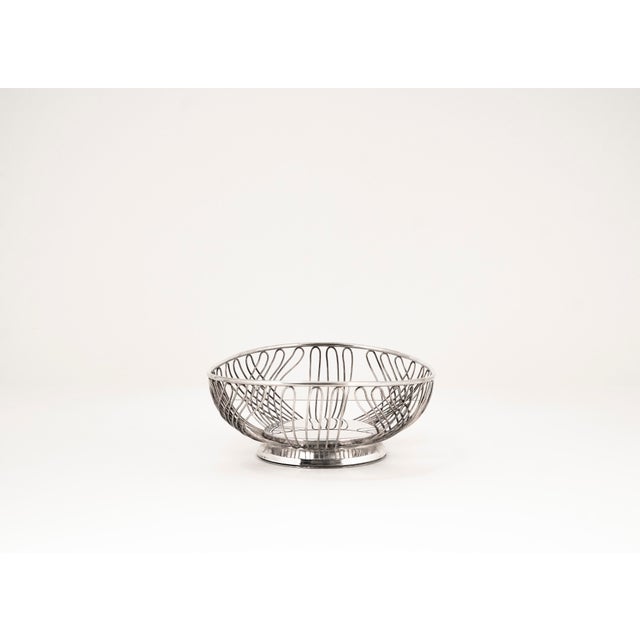 Mid-Century Modern Mid-Century Modern Wire Basket with Silver Plating, 1950s For Sale - Image 3 of 9