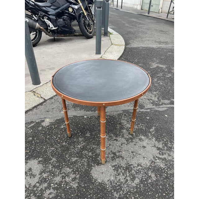 Black Stitched Leather Side Table by Jacques Adnet, 1950s For Sale - Image 8 of 9