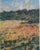 Vivid oil landscape on canvas board in maple burl wood live edge frame ready to sit on self-easel or hang. The painting is...