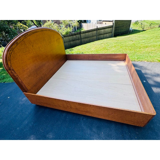 Postmodern Vintage 1980s Custom Birdseye Maple King Size Bed For Sale - Image 3 of 12