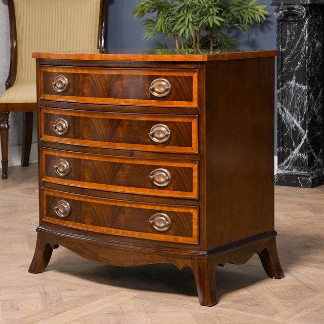 Niagara Furniture Banded Mahogany Bowfront Chest For Sale - Image 6 of 12
