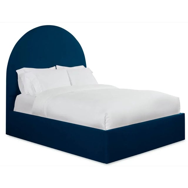 Modern Poppy Twin Headboard, Navy Velvet For Sale - Image 3 of 5