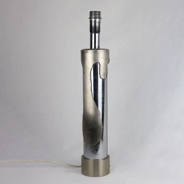 Mid-Century Modern Brutalist Chrome and Steel Fusion Effect Table Lamp, 1970s For Sale - Image 3 of 7
