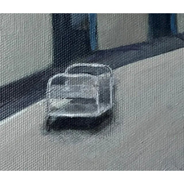 2020s "LGB Streamline Moderne" Contemporary Impressionist Cityscape in Blue, Grays of Long Beach, Ca, Airport by Mill Valley Artist Mary Anne McKernie For Sale - Image 5 of 10