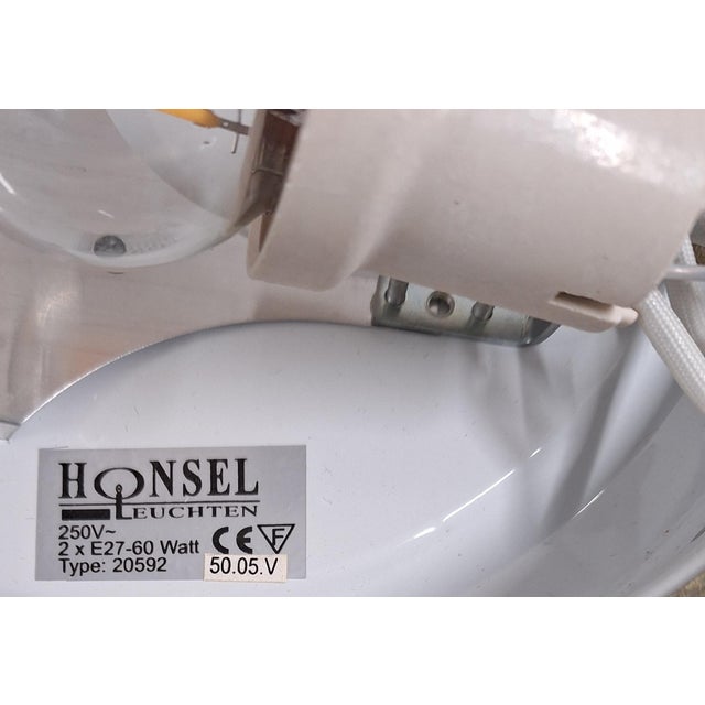 Metal Vintage Ceiling Lamp with Gold-Colored Metal Frame and White Glass Shade by Honsel, 2005 For Sale - Image 7 of 8