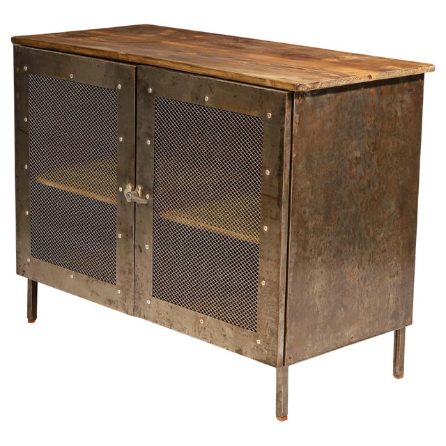 Industrial Czechoslovakian Iron Cabinet, 1950s For Sale - Image 9 of 9