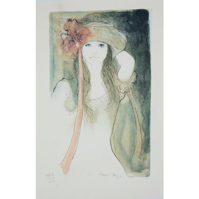 Bernard Charoy, Portrait de Sophie au ruban, Lithograph For Sale