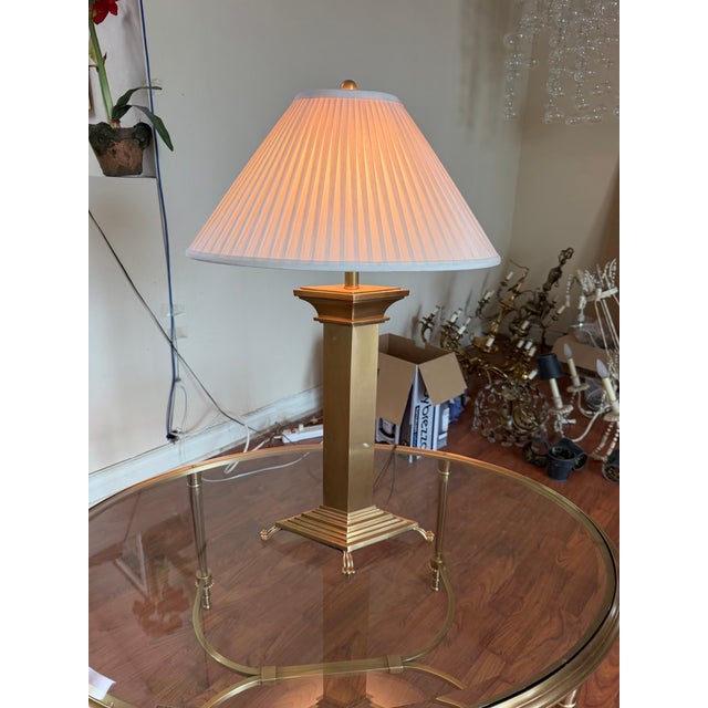 Neoclassical Solid Brass Table Lamp For Sale - Image 4 of 6
