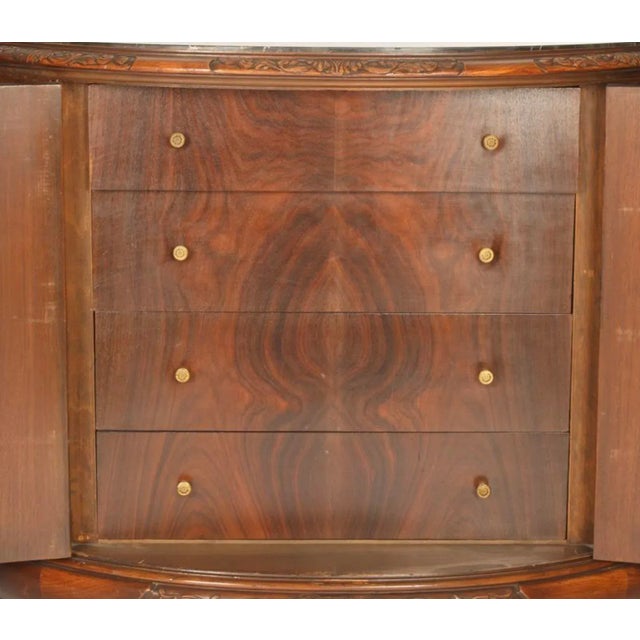 French Mahogany Wood Demilune Shape Marble Inserted Top Sideboard / Server For Sale - Image 9 of 11