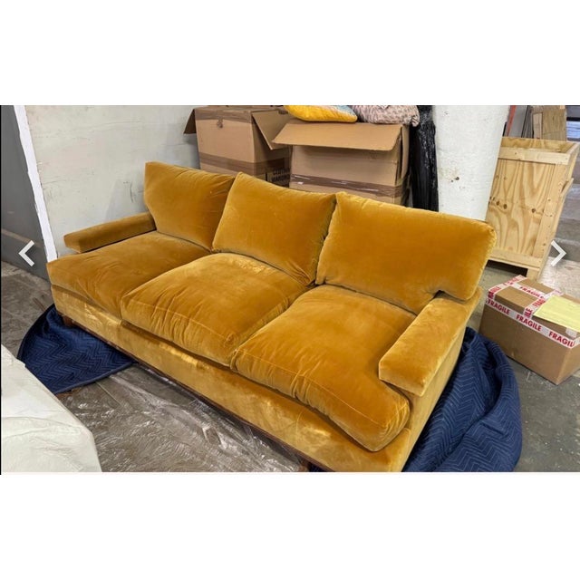 Roman Thomas (Palmer) Sofa / Rose Uniacke Java Cotton Velvet Gently Used Down Sofa For Sale In Minneapolis - Image 6 of 12