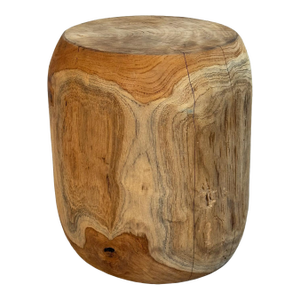 Organic Modern Vintage Teak Wood Rounded Stool / Side Table
