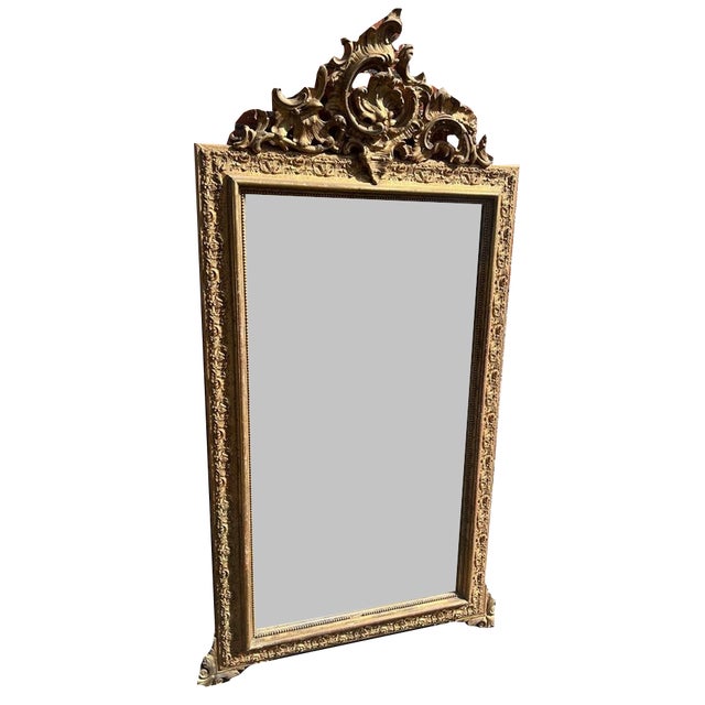 Large Antique 19th Century French Gilt Mirror For Sale