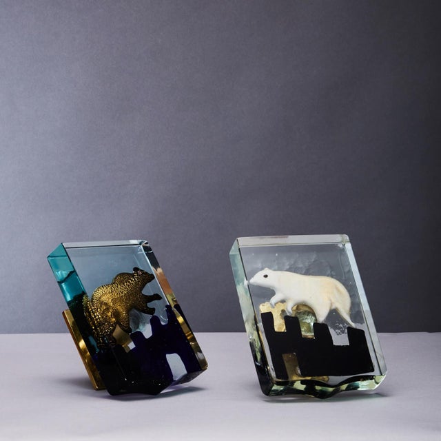 1940s Polar Bear Door Handles in Venetian Blown Glass by Alfredo Barbini, 1940s, Set of 2 For Sale - Image 5 of 18