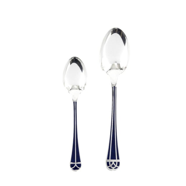 Talisman Blue Lacquer Cutlery Set from Christofle, Set of 24 For Sale - Image 9 of 9
