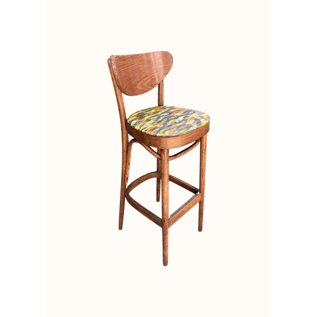 Boho Chic Set of 6 Vintage Mid-Century Bentwood Walnut-Finish Bar Stools, C. 1960s–70s For Sale - Image 3 of 15