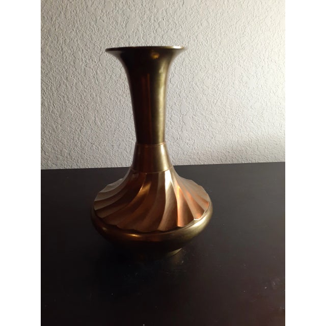 1970s Solid Brass Fluted Vase, Made in India For Sale - Image 4 of 7