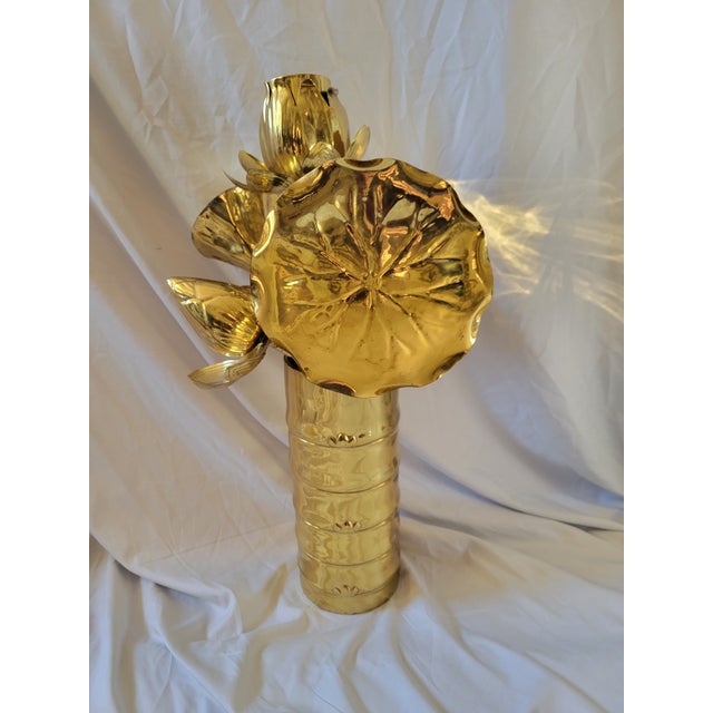 Mid-Century Modern Mid 20th Century Mid-Century Modern Feldman Attrib. Brass Lotus Lamp Base For Sale - Image 3 of 4