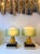 Metal Contemporary Pair of Brass and Green Murano Glass Wave Shades Lamps, Italy For Sale - Image 7 of 12