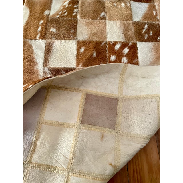 Extra-Long Patchwork of Axis Deer Hair-on Hide Table Runner For Sale - Image 9 of 12