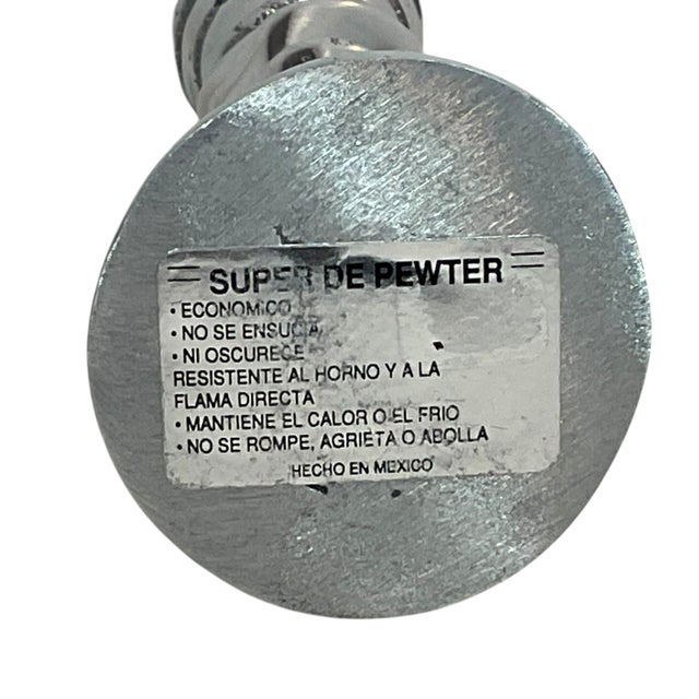 Set of 3 Polished Pewter Twisted Candle Holders 7”-14.5” For Sale - Image 9 of 12