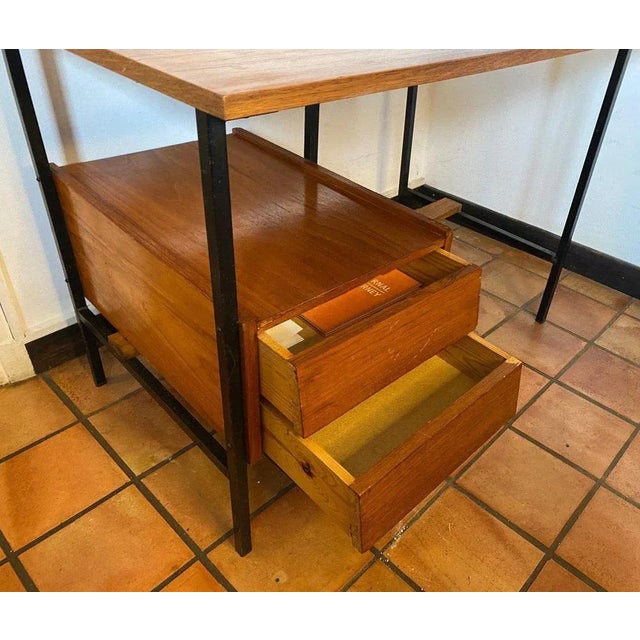 "Modernist office circa 50" Modernist office year 50 Structure in black lacquered metal tray and two drawers in chene...