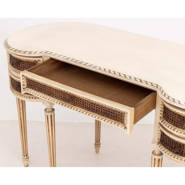 Wood Louis XVI Style Cream Painted Kidney Shaped Desk For Sale - Image 7 of 9