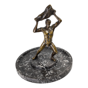 Early 20th Century Art Deco Mythical Bronze of Hercules on Marble Base