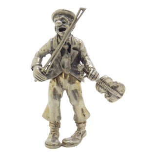 Vintage Italian Handmade Silver Circus Violinist Figurine from Angini, Arezzo, Tuscany, Italy, 1970s For Sale
