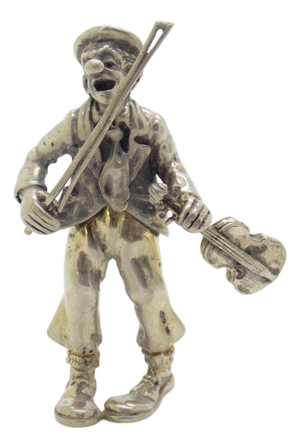 Vintage Italian Handmade Silver Circus Violinist Figurine from Angini, Arezzo, Tuscany, Italy, 1970s