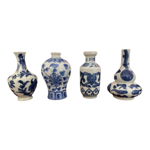 Chinoiserie Blue and White Vases, Set/4