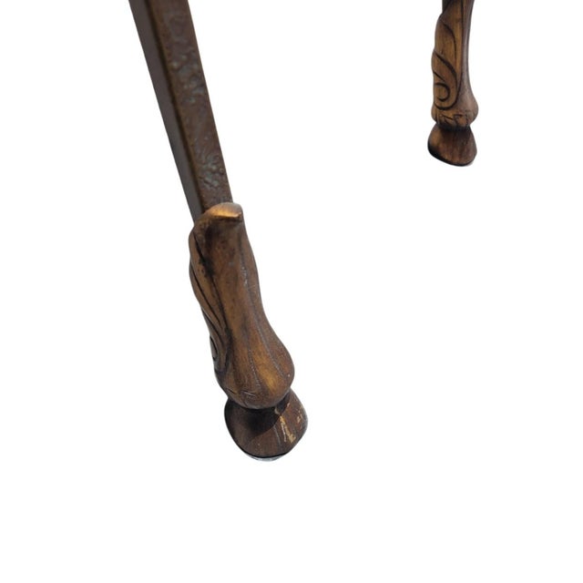 Vintage Italian Maitland Smith Style Scalloped Glass Top Iron Rope Hoof Foot Gold Console Table For Sale - Image 10 of 12