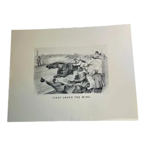 1878 Currier & Ives First Under the Wire Horse Race Print