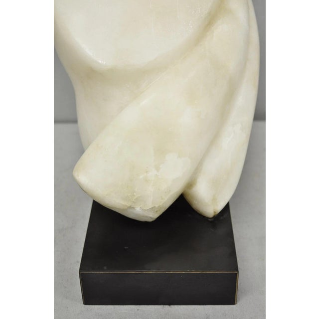 Vintage Modernist Abstract Carved Alabaster Marble Female Bust Figure Sculpture For Sale In Philadelphia - Image 6 of 18