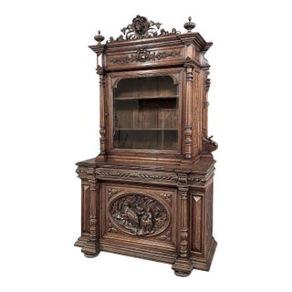 19th Century French Renaissance Revival Oak Bookcase ~ Bibliothèque With Beveled Glass For Sale