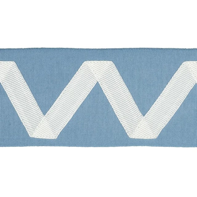 Not Yet Made - Made To Order Sample - Schumacher Legere Applique Tape in Ivory On Sky For Sale - Image 5 of 5