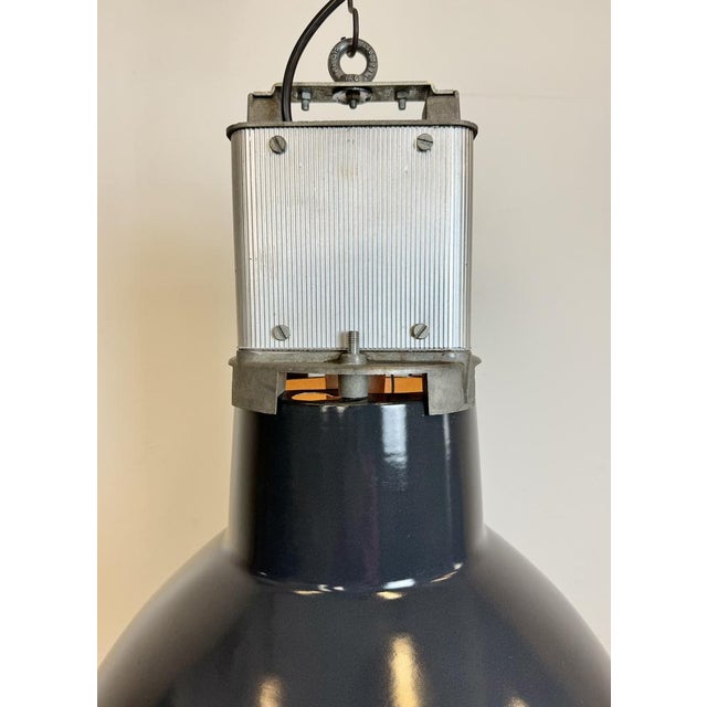 French Industrial Dark Blue Enamel Pendant Lamp from Mazda, 1960s For Sale - Image 12 of 18
