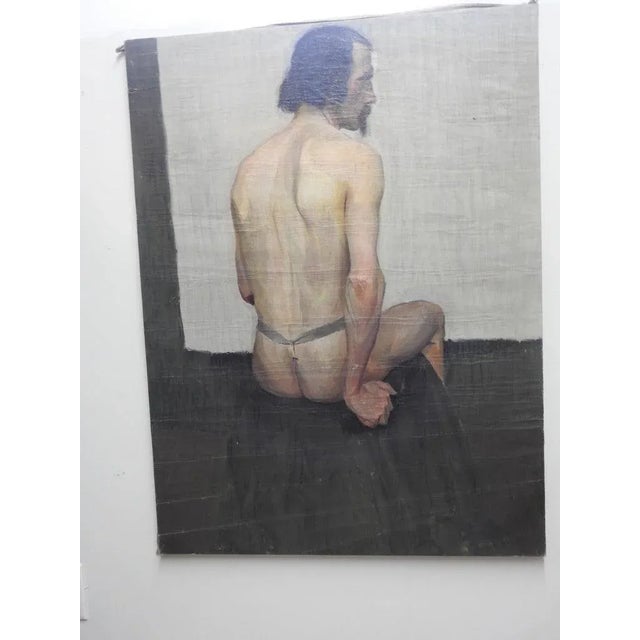 Early 20th Century 20th Century Robert Whitmore Oil Painting, "Male Model" For Sale - Image 5 of 12
