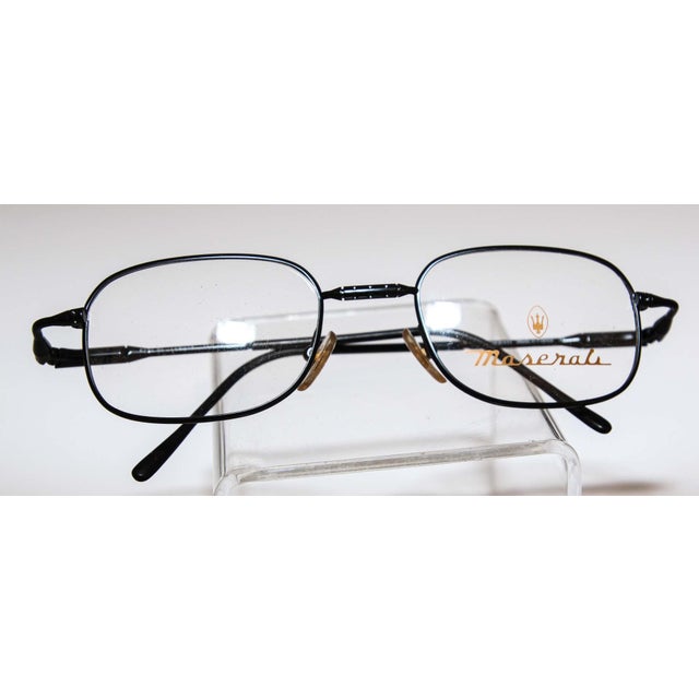 Black Vintage Maserati Eyeglasses, Hand-Crafted Titanium, 1980s Italy Style For Sale - Image 8 of 14
