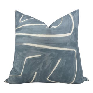 Graffito Linen Pillow Cover in Sky, 22x22 Pillow For Sale