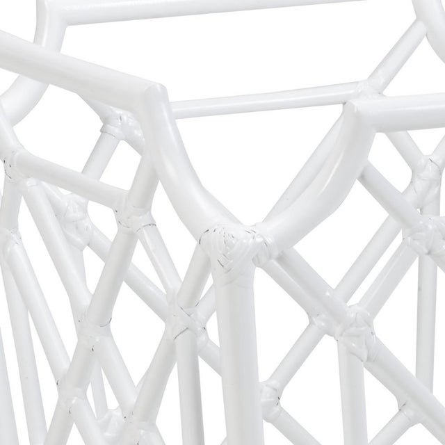 White finish on rattan design planter 25.5h x 21w x 21d