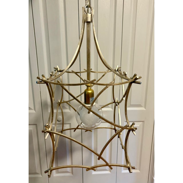 Metal Vintage Hollywood Regency Pagoda Pendant Chandelier For Sale - Image 7 of 12