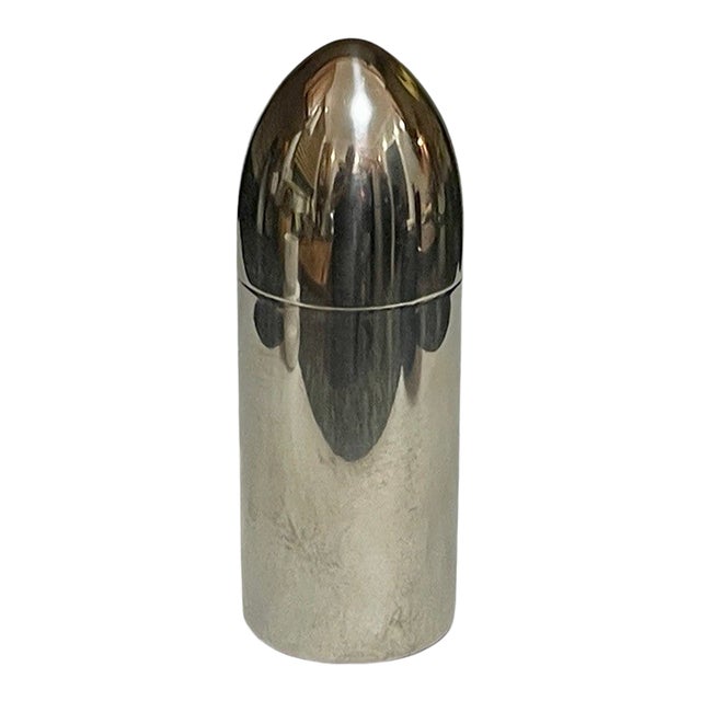 1960s Mid-Century Italian-Style 18/10 Stainless Steel "Bullet" Cocktail Shaker – 4-Piece Set For Sale