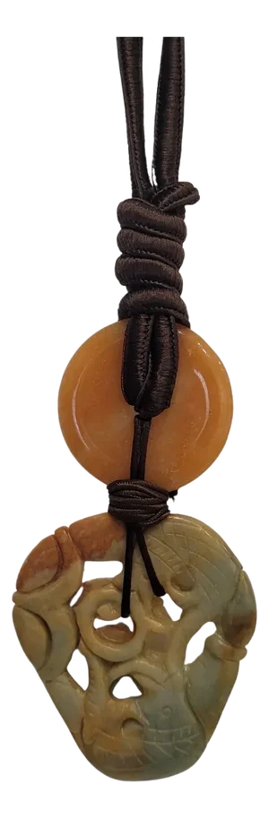 Chinese Jade, Agate and Silk Necklace